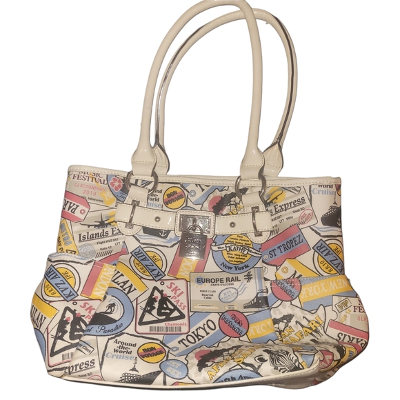 Kathy Van Zeeland Travel-Themed White Tote Bag - Picture 1 of 7